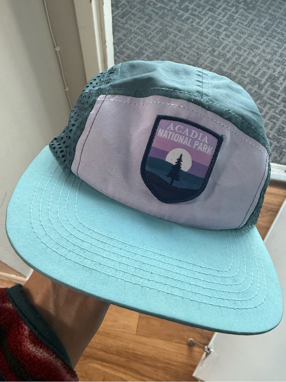 Locale Acadia National Park 5 Panel Soft Teal Hiking Cap